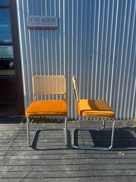 Cane + Velvet Dinning Chairs