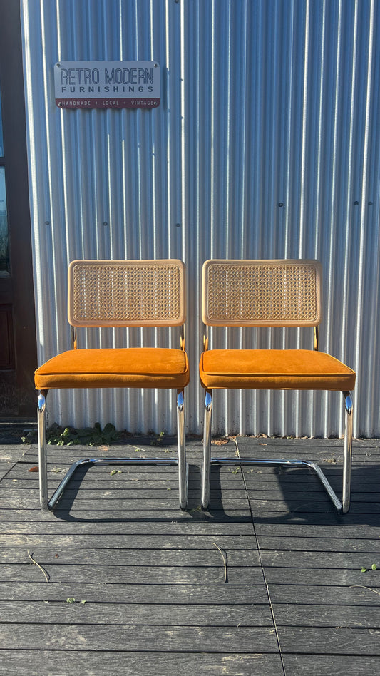 Cane + Velvet Dining Chairs - Set of 2