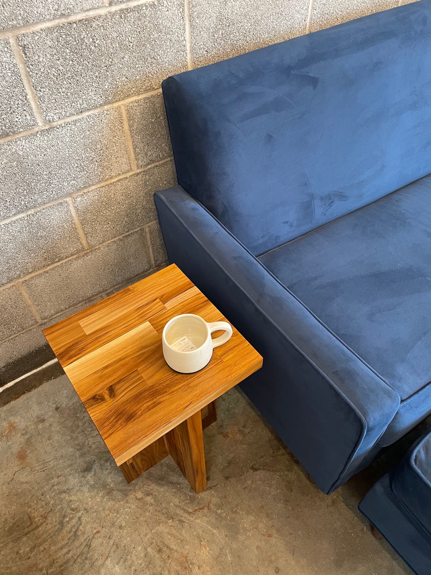 Handmade Teak Butcher Block Side Table