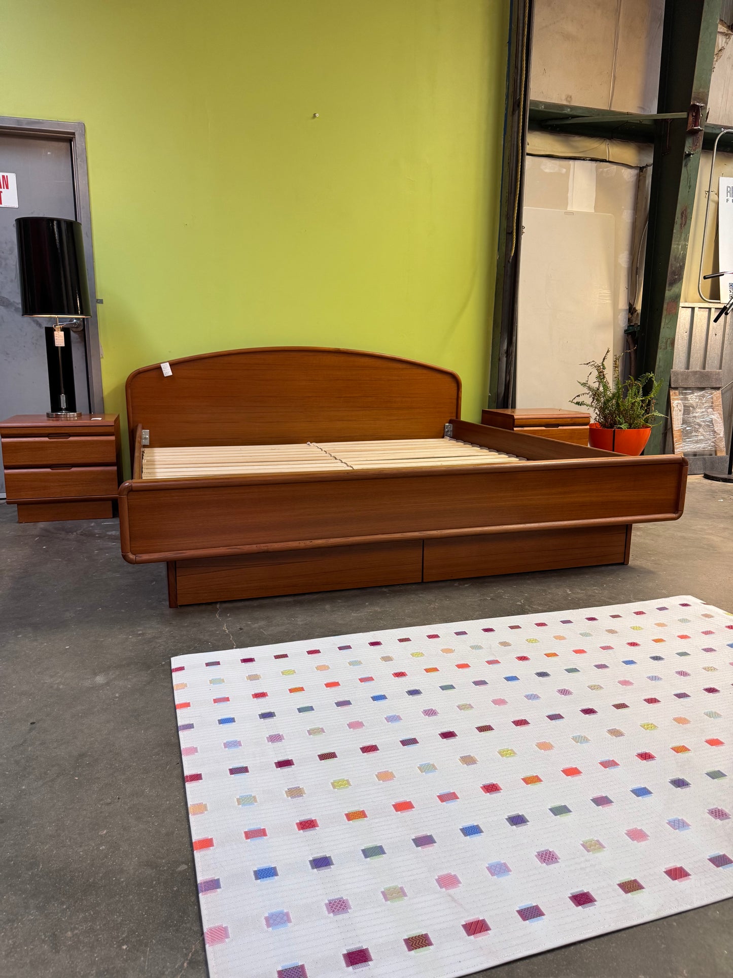 Early 2000's Teak King Size Bed Frame + Nightstands