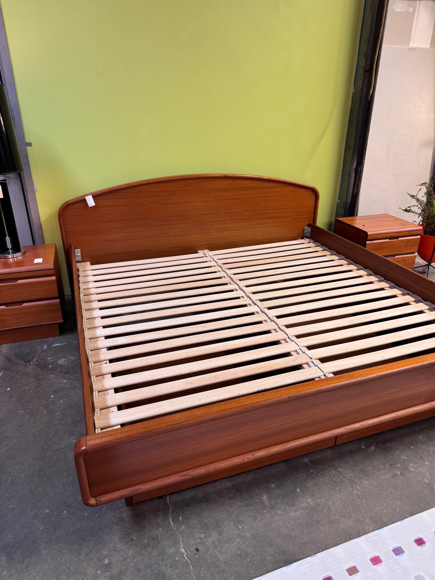 Early 2000's Teak King Size Bed Frame + Nightstands