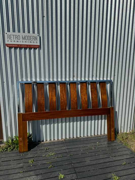 Vintage Walnut and Chrome Headboard