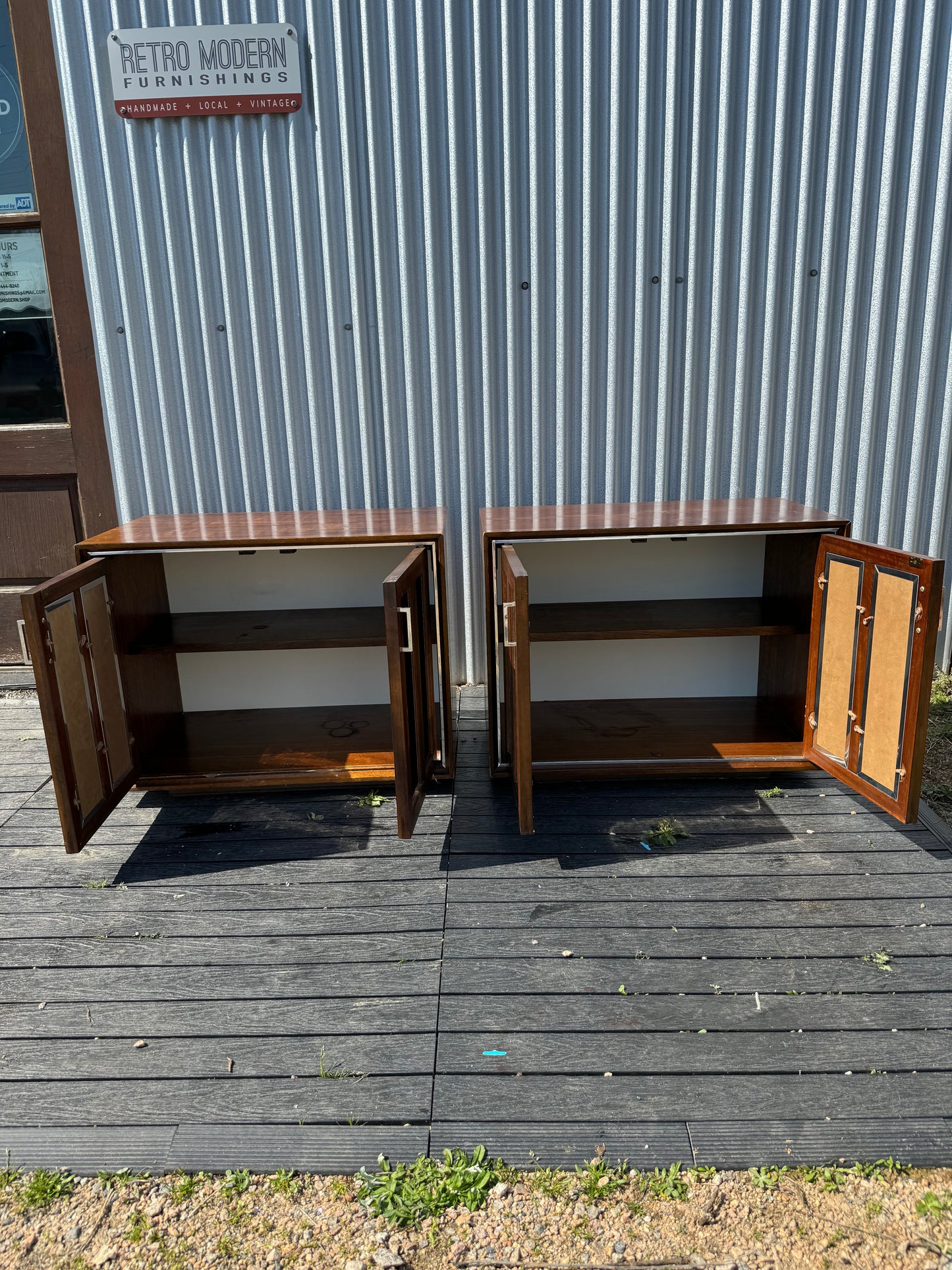 Vintage Lane Walnut and Chrome Nightstands