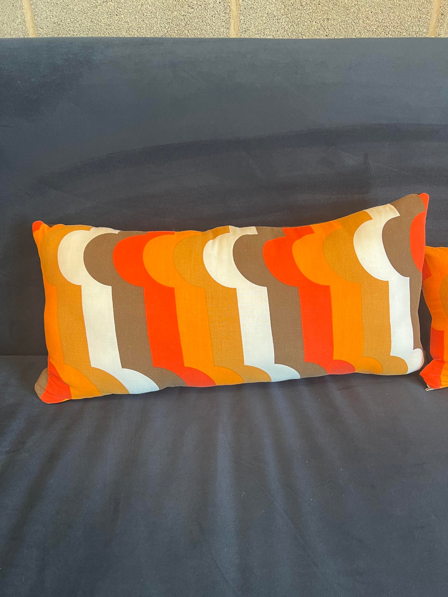 Handmade Lumber Pillow in 1970s fabric