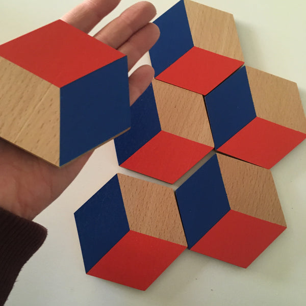 Cubed Wooden Coasters (Set of 6) Red & Blue
