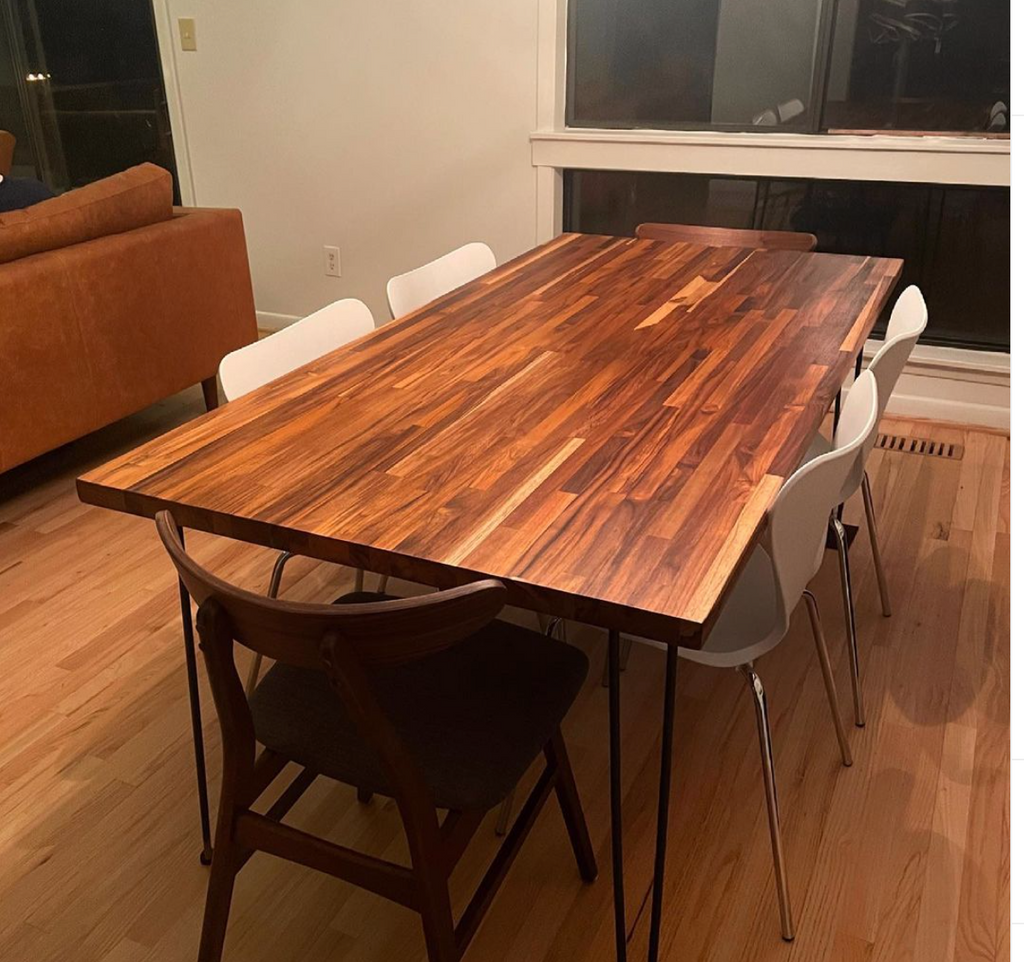 Wood block dining table deals