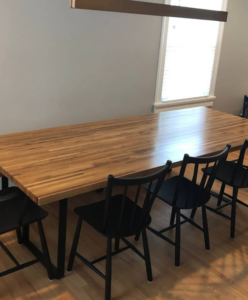 Butcher block dining table and chairs hotsell