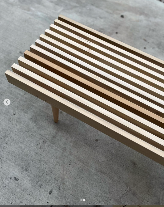 Slat Bench with Wood Taper Legs- Made to Order