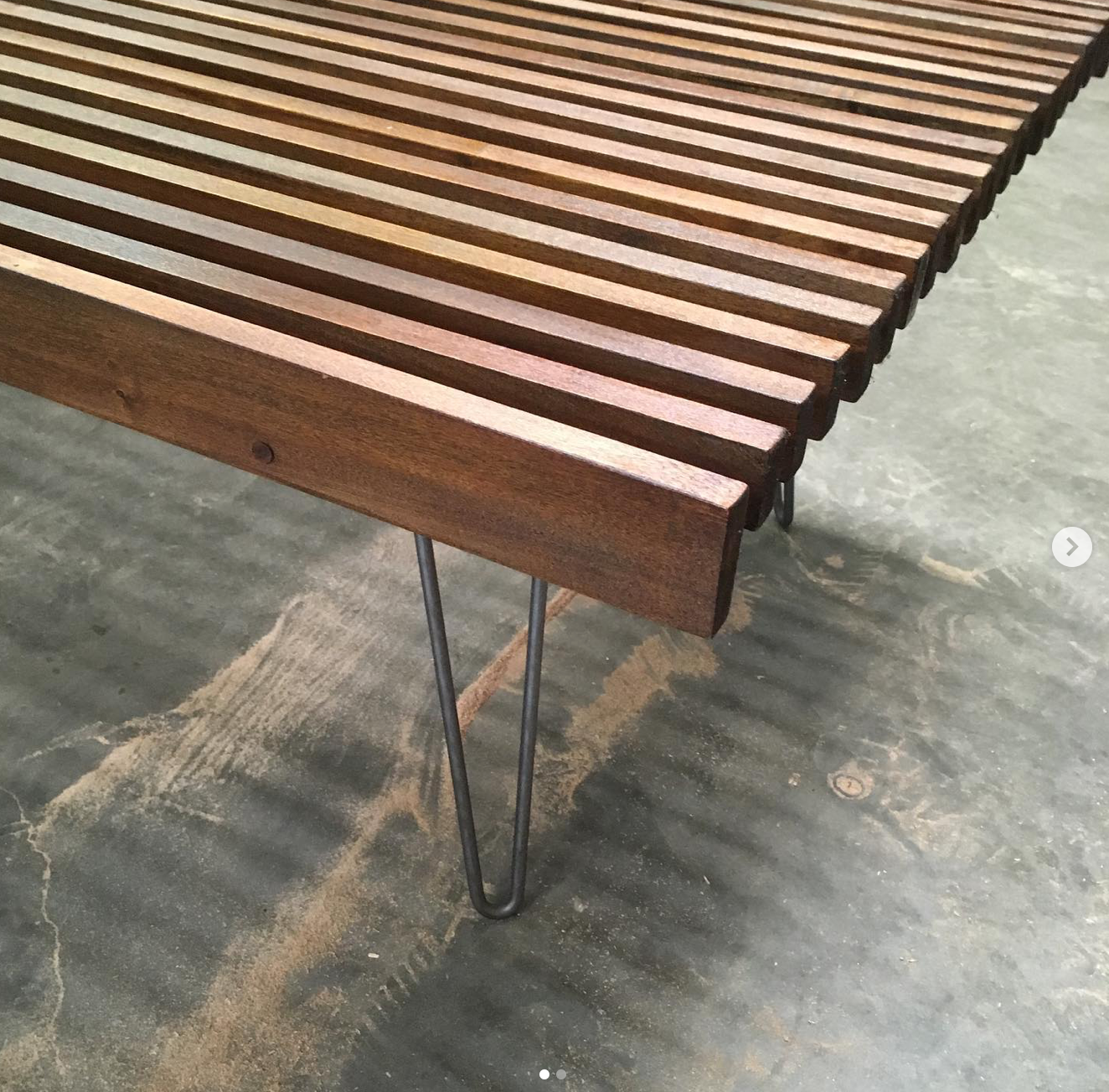 Slat Bench with Steel Hairpin Legs- Made to Order