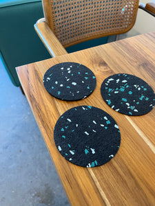 Black Speckled Recycled Rubber Coasters by Tortuga